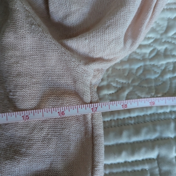 DONNA KARAN Soft Pink Feminine Open Front Long Lined Linen Cardigan Size Medium - Picture 8 of 11